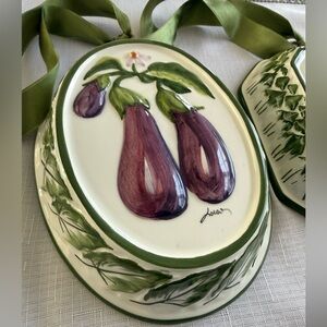 Hand-Painted ABC Bassano Ceramic Eggplant Wall Art Mold